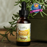 Earthley Wellness frasco 2 oz al lado de una regla para escala clara