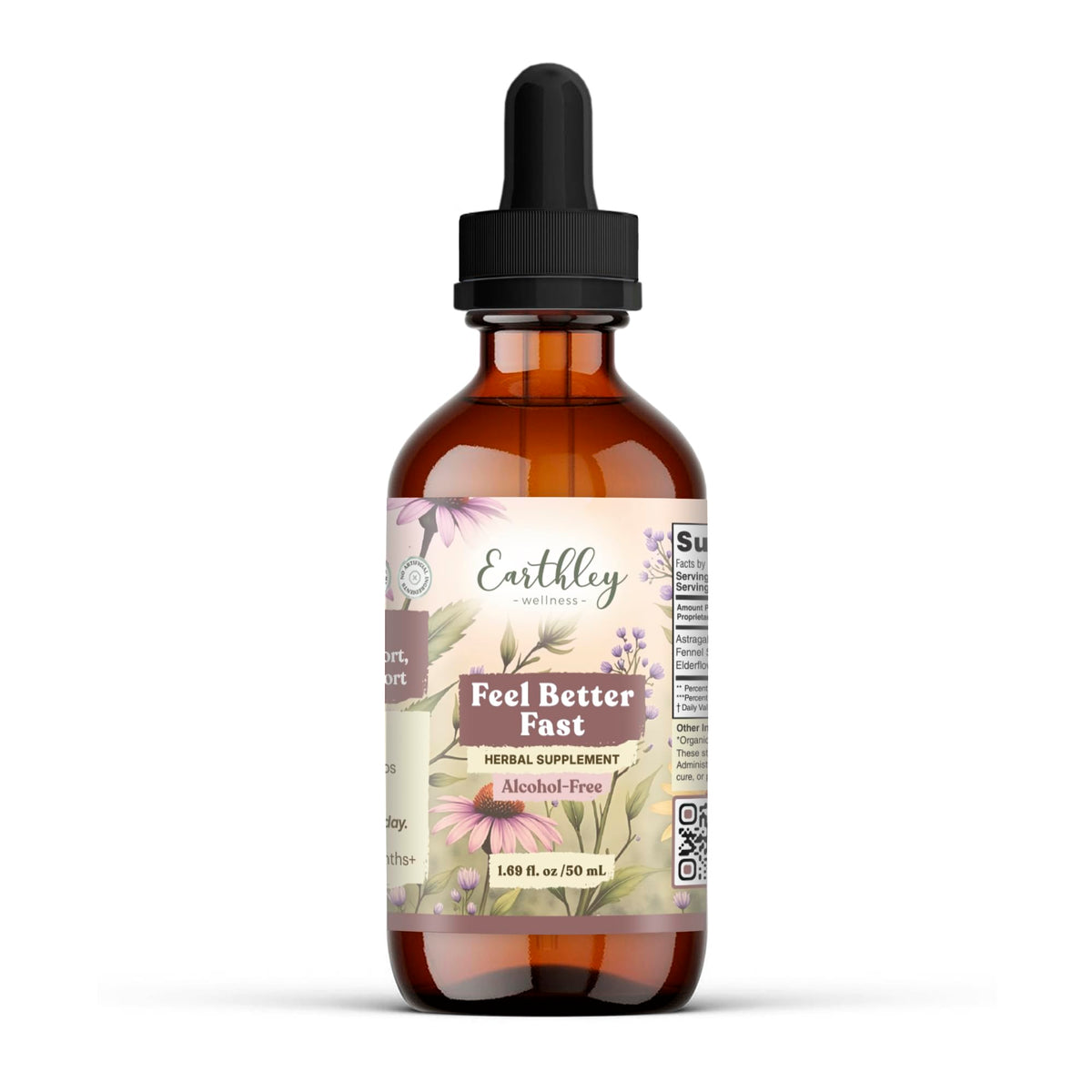 Earthley Wellness frente del envase mostrando la botella y etiqueta clara