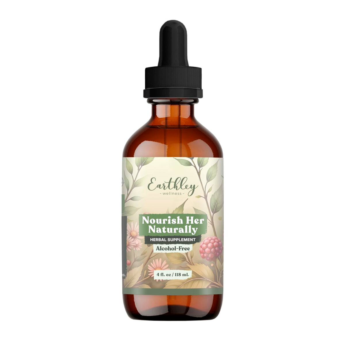 Earthley Wellness frasco frente mostrando etiqueta clara y beneficios