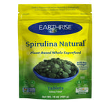 Earthrise envase frontal de spirulina 1 lb mostrando marca y tamaño