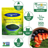 earthrise spirulina cucharita medidora que ilustra la dosificación práctica