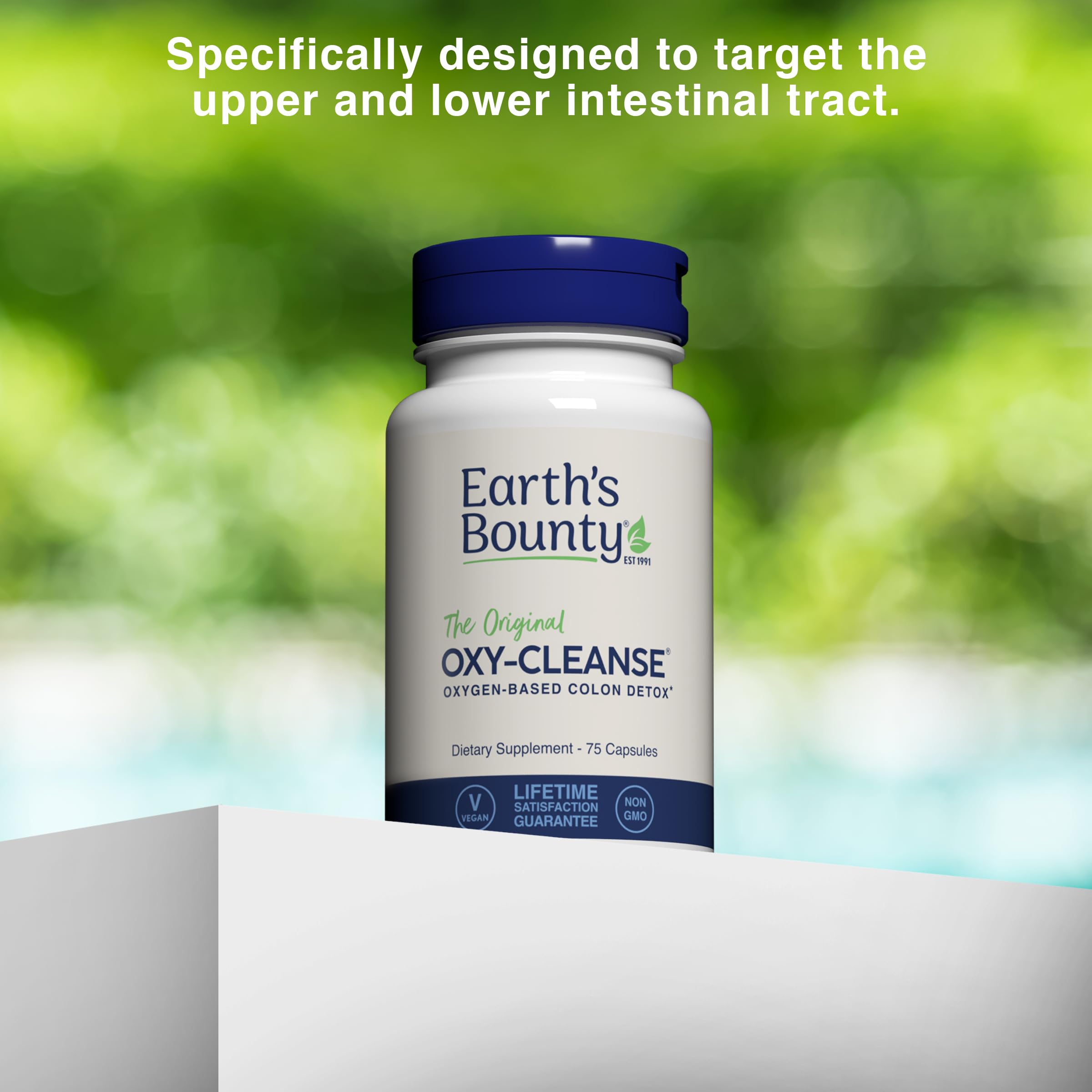 Earth's Bounty cápsulas sobre mesa natural sugieren uso diario seguro