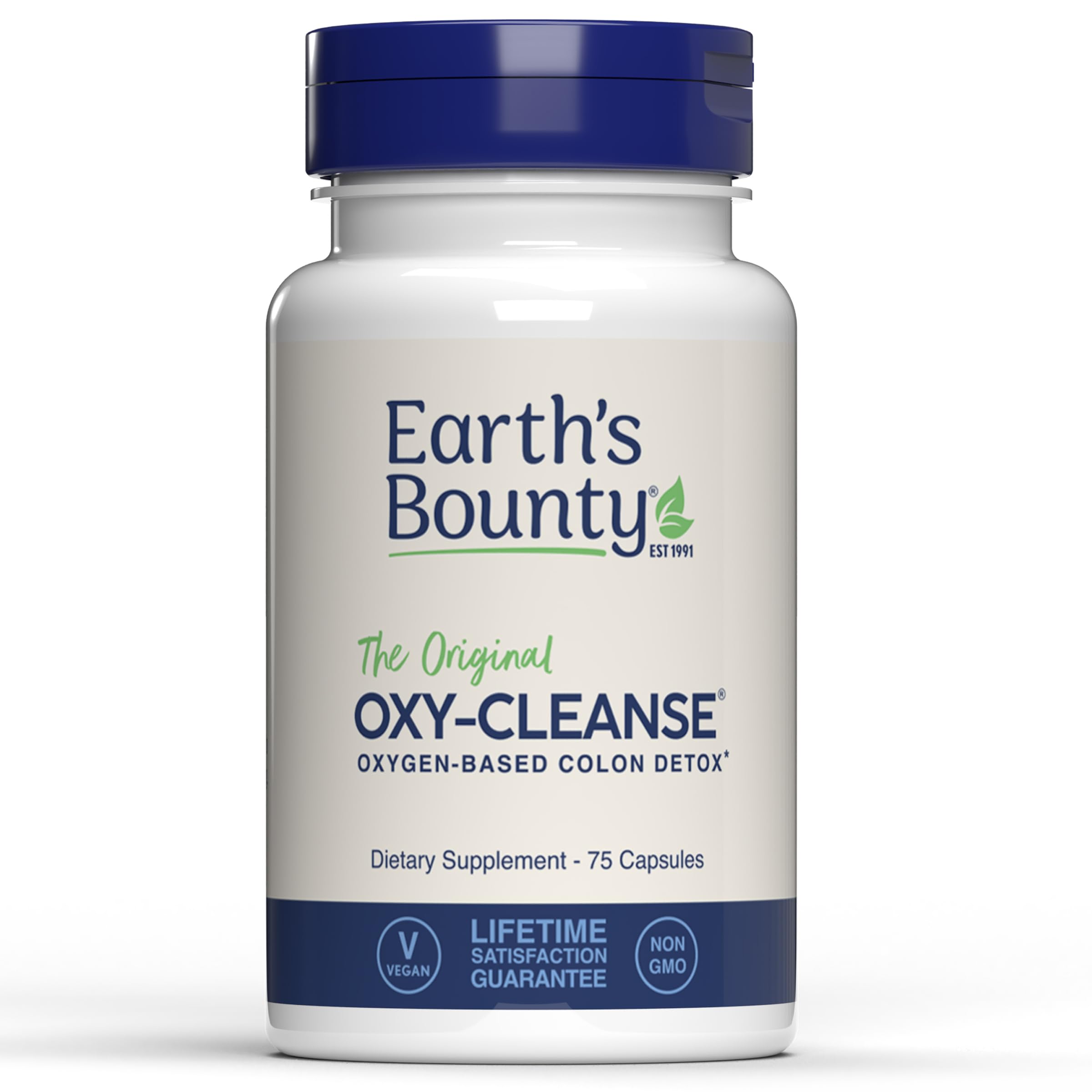 Earth's Bounty frasco frontal mostrando Oxy-Cleanse y potencia de limpieza