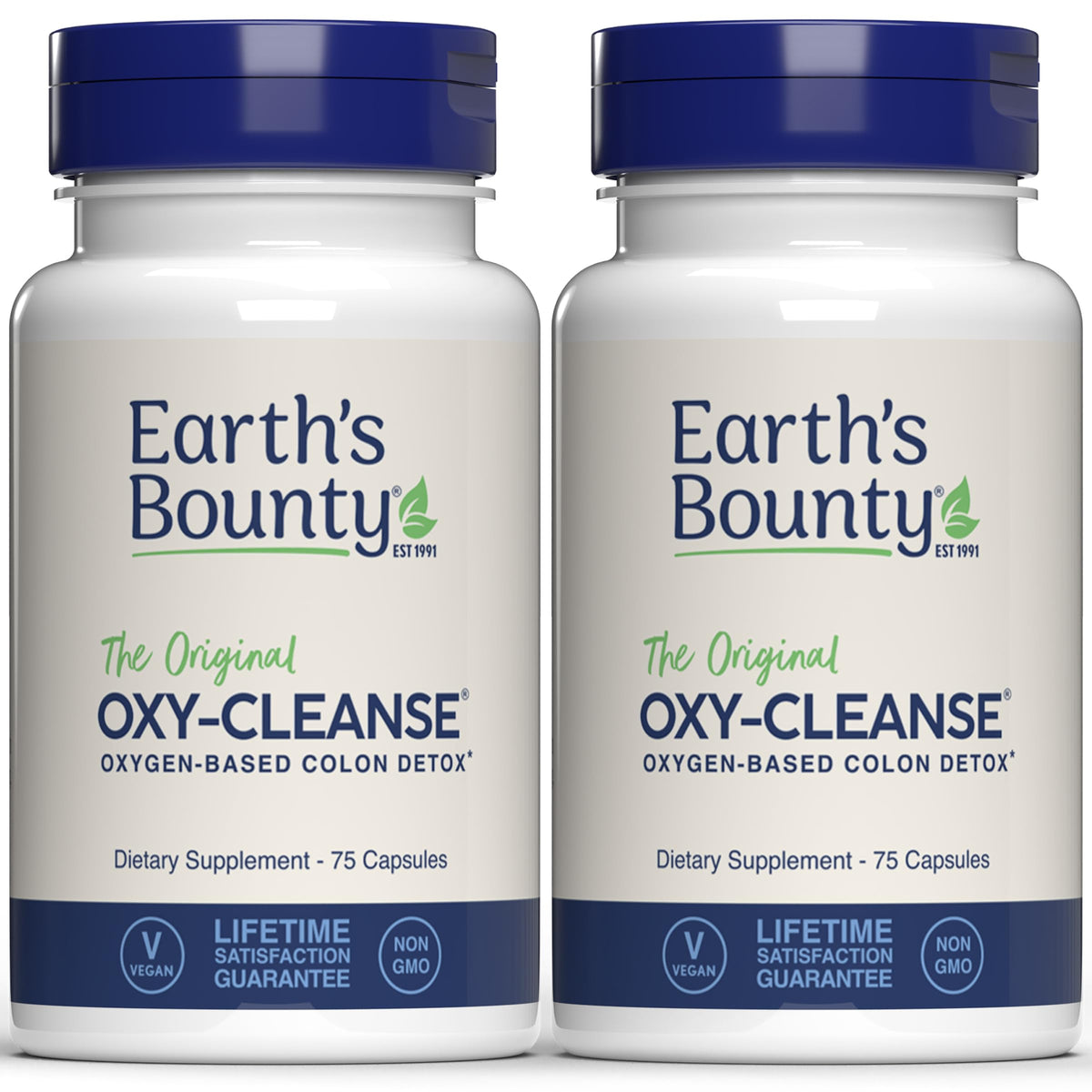 Earth's Bounty frasco Oxy-Cleanse vista frontal, limpieza suave visible