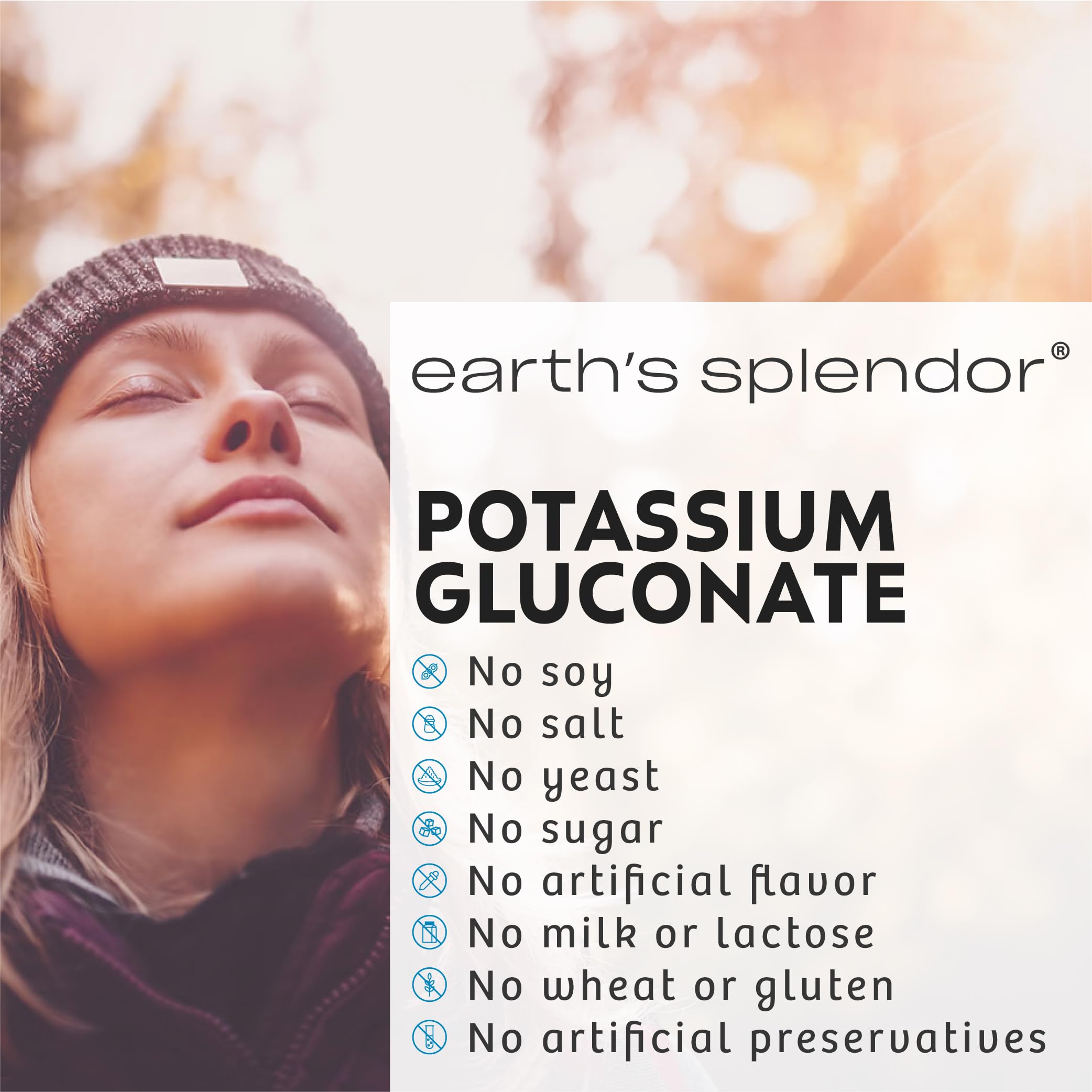 Earth's Splendor rótulo con lista de ingredientes y sin alérgenos
