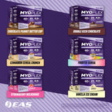 EAS Myoplex comparación de tamaño del sobre para entender porción y conveniencia