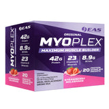EAS Myoplex frente del empaque mostrando sobres y beneficio de proteína concentrada