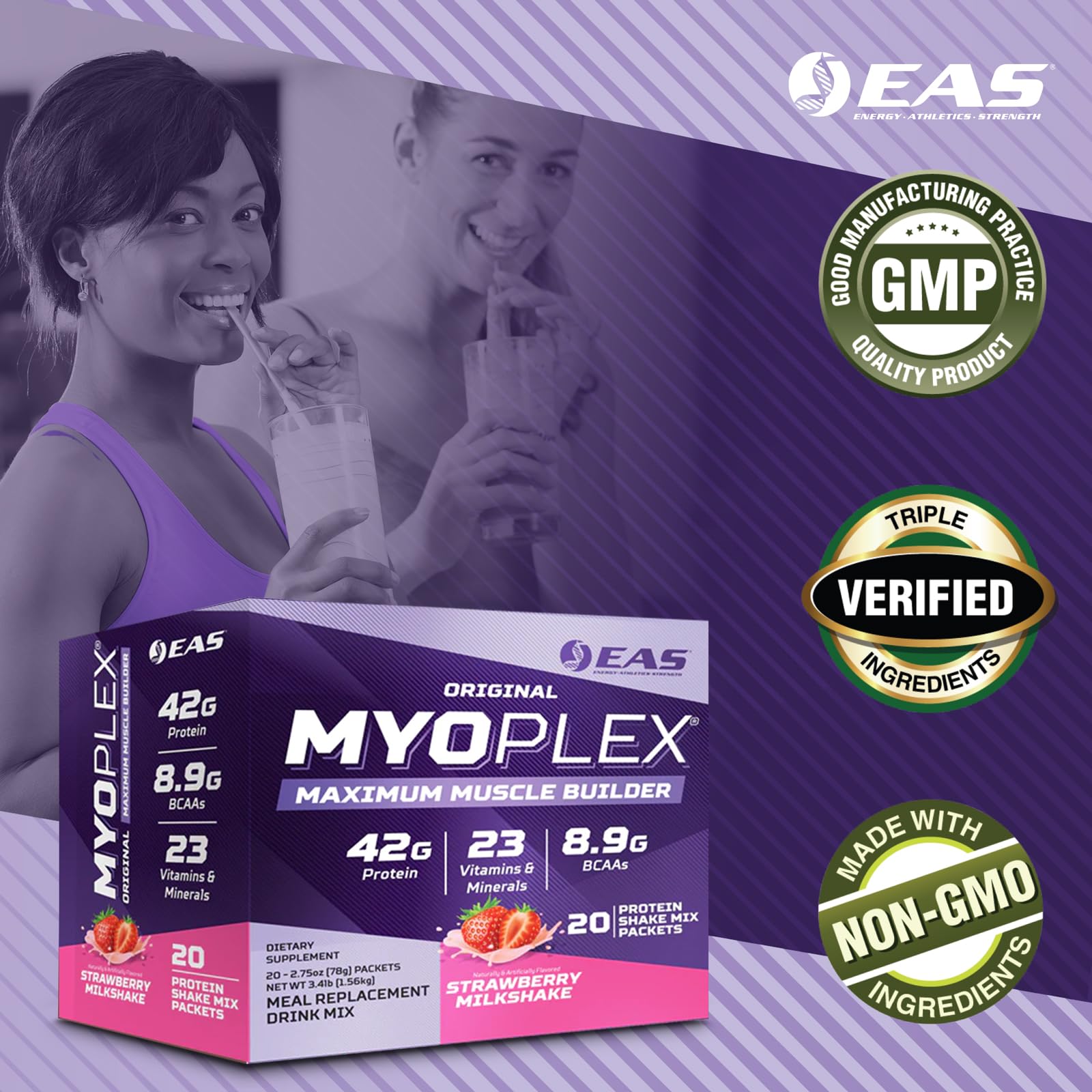 EAS Myoplex en uso después del entrenamiento mostrando recuperación rápida práctica