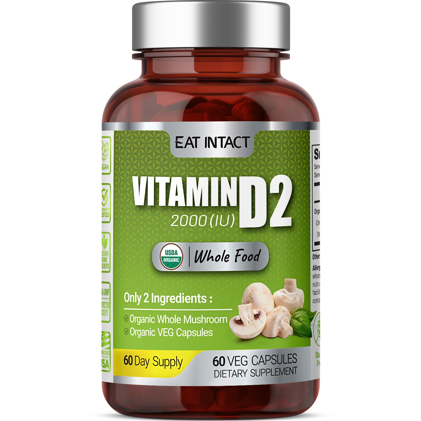 EAT INTACT envase frontal mostrando suplemento vegano y beneficios