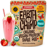 EarthChimp envase frontal sabor fresa mostrando porciones y beneficios orgánicos