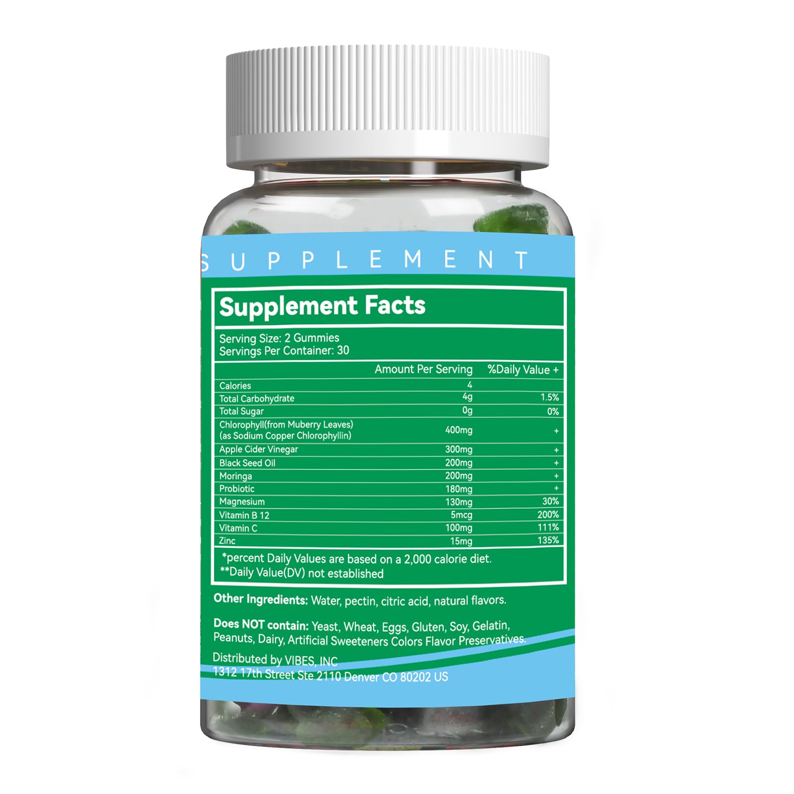 EAZGOO etiqueta con vitaminas y probióticos visibles informativos