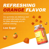 EAZGOO gominolas agrupadas resaltando sabor naranja y baja azúcar