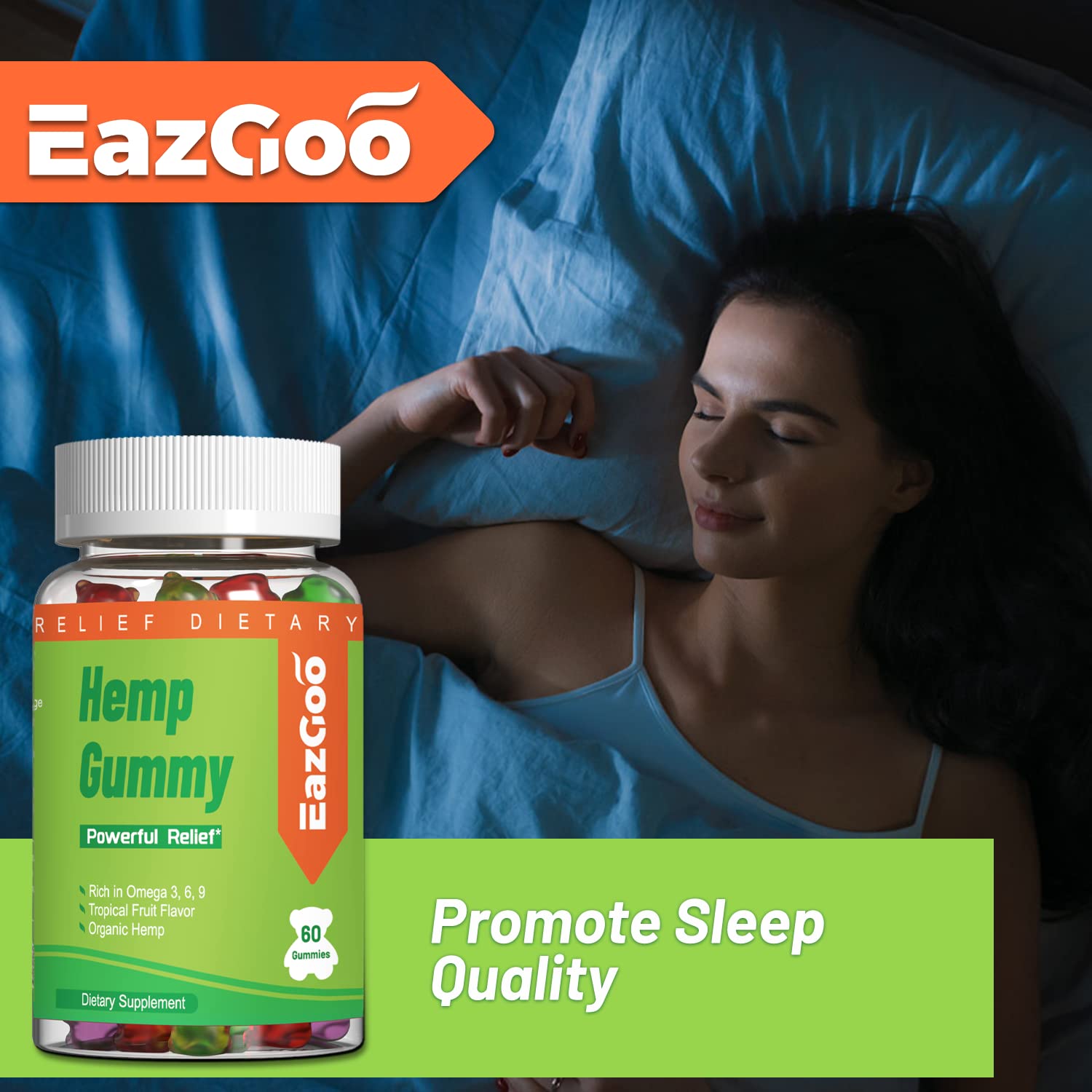 EAZGOO gomita en mano para comparar tamaño y porción conveniente