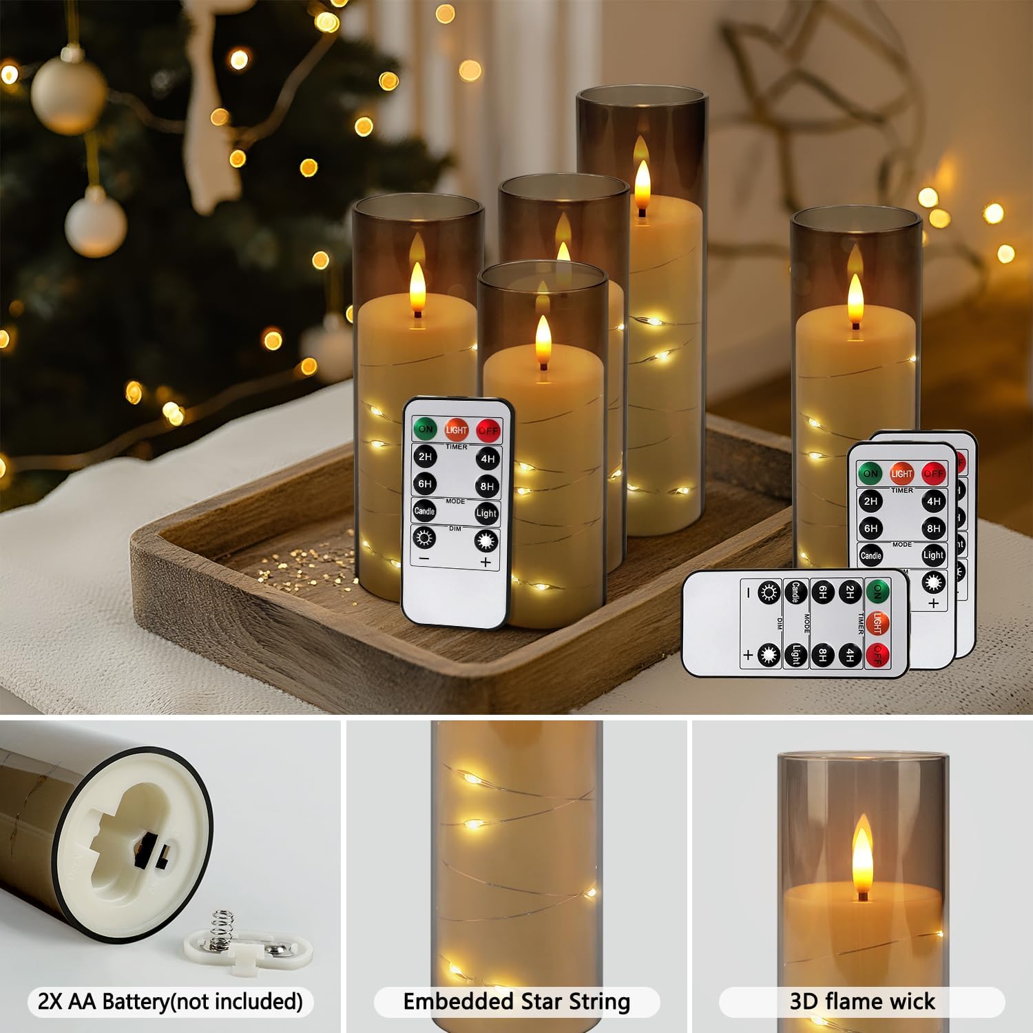 ECLHTLNY conjunto de velas en mantel de chimenea creando ambiente seguro