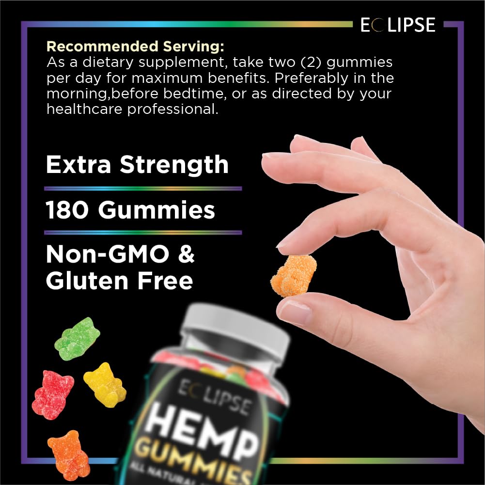 Gomitas surtidas Eclipse Hemp en plato mostrando colores y sabores