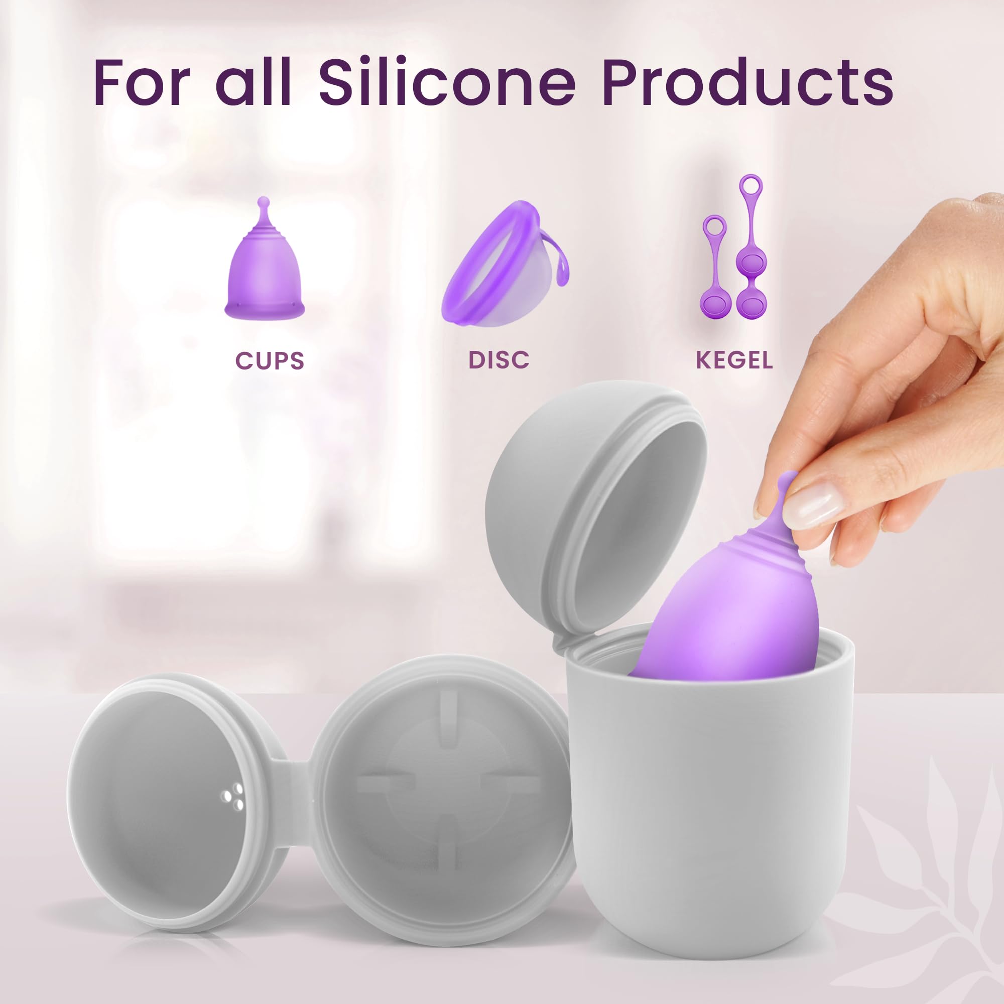 EcoBlossom estuche junto a objetos para comparar tamaño y portátilidad