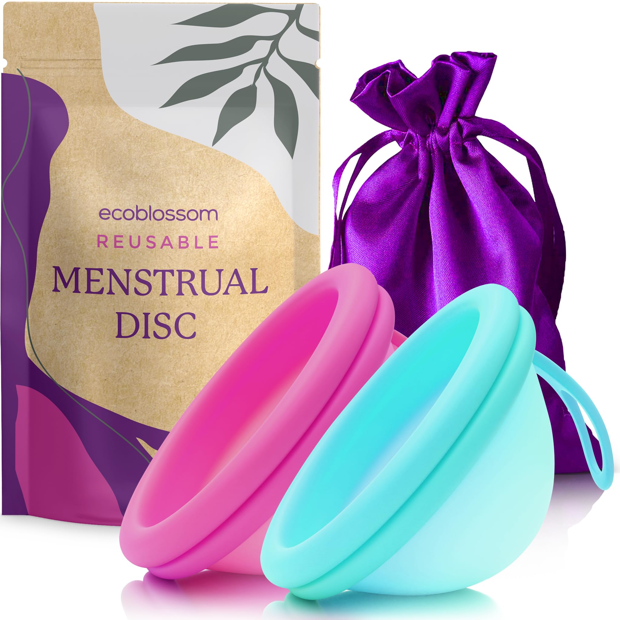 EcoBlossom vista frontal del disco menstrual mostrando su borde triple y comodidad