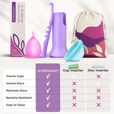 EcoBlossom envase y etiqueta que indican materiales aptos y limpieza fácil