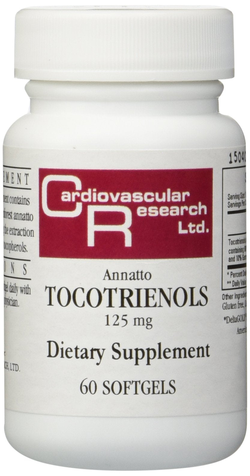 Ecological Formulas frasco frontal de Annatto Tocotrienols mostrando etiqueta y beneficios