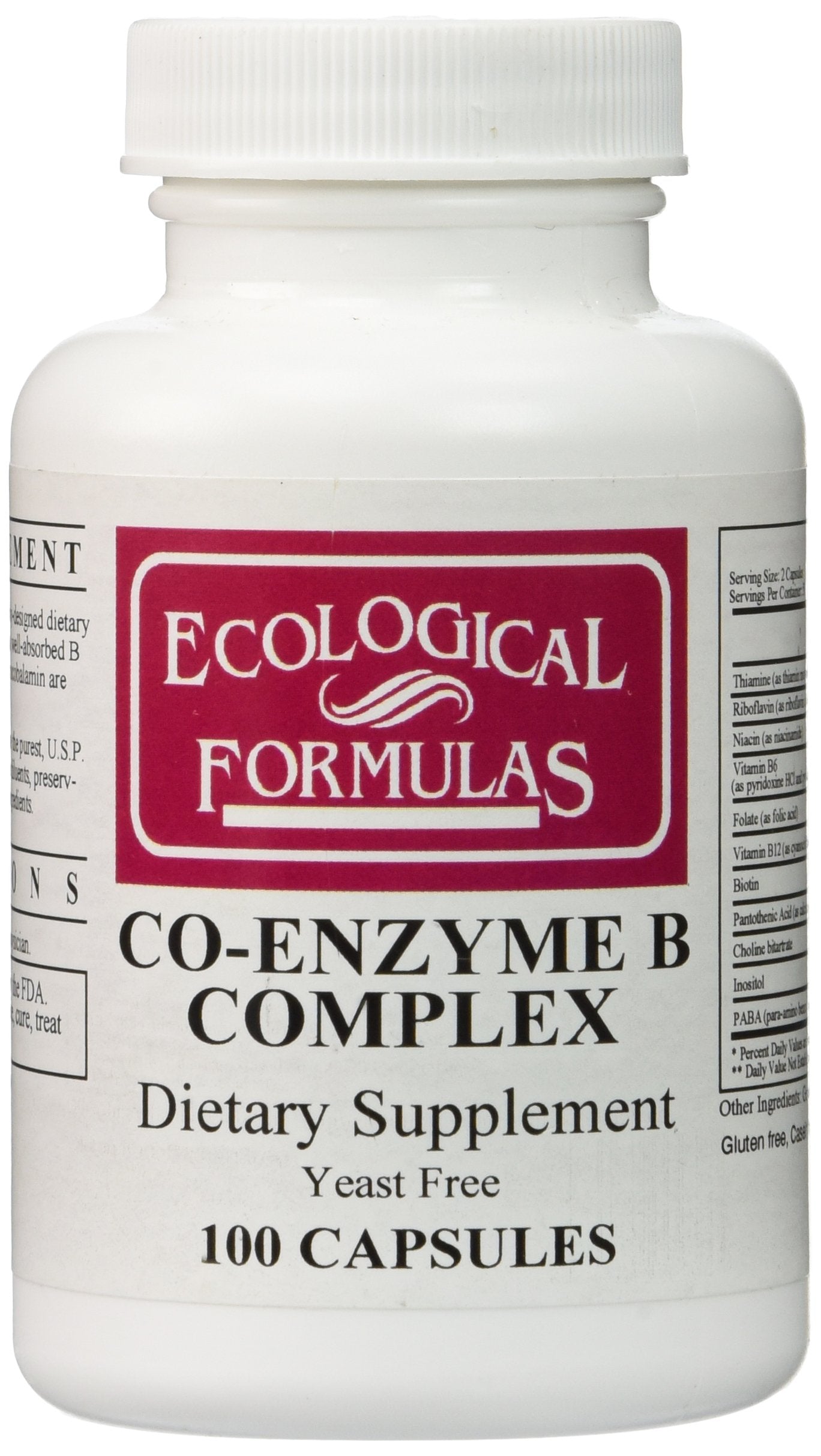 Ecological Formulas envase frontal mostrando 100 cápsulas y alto estándar de calidad