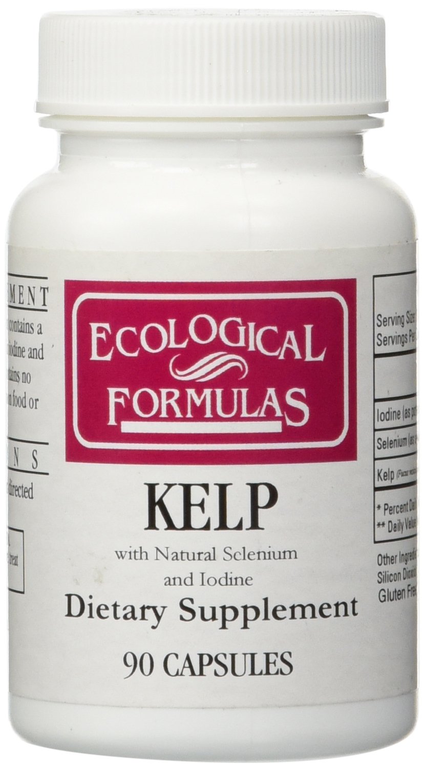 Ecological Formulas frasco de kelp 90 cápsulas, presentación práctica y mineral natural