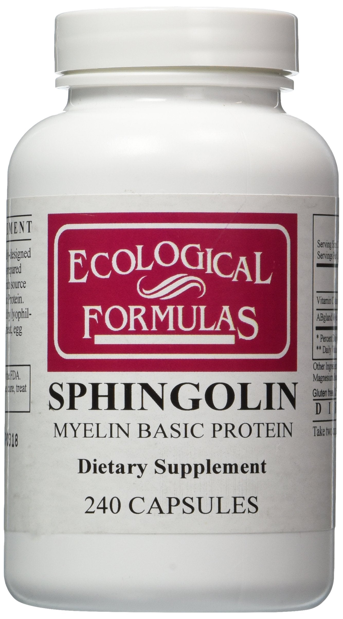 Ecological Formulas Sphingolin frasco frontal con 240 cápsulas, presentación y cantidad visible