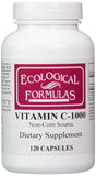 Ecological Formulas frasco frontal de Vitamin C-1000 120 cápsulas, práctico y compacto