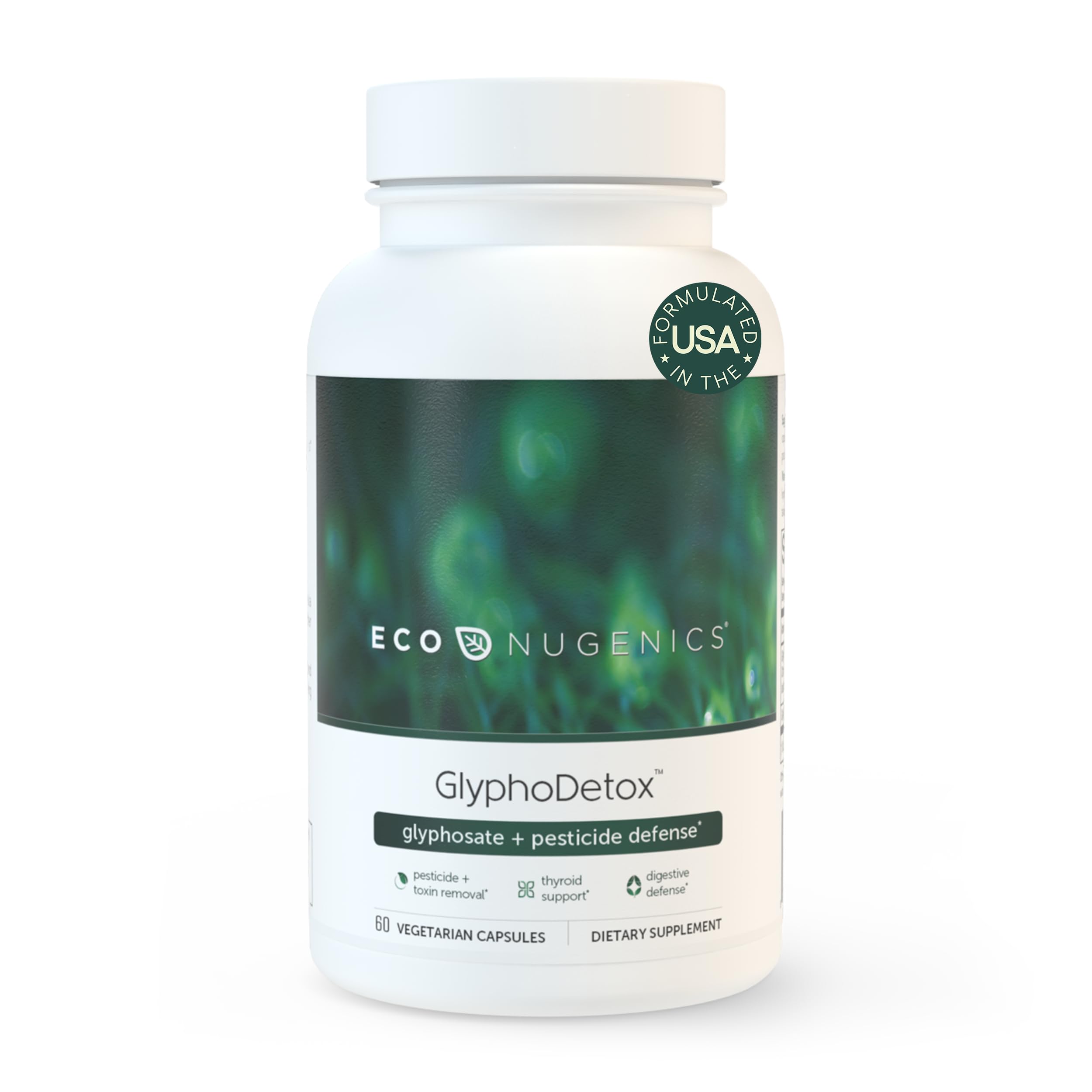 EcoNugenics GlyphoDetox envase frontal mostrando etiquetas claras y beneficios
