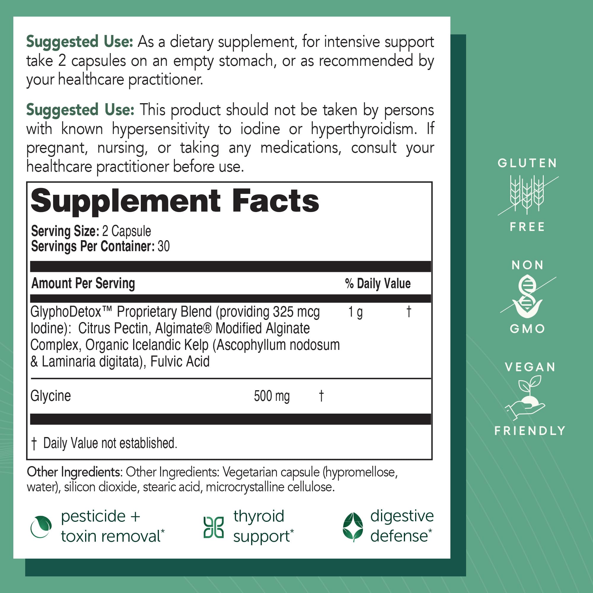 EcoNugenics GlyphoDetox cápsula en mano para comparar tamaño y uso práctico