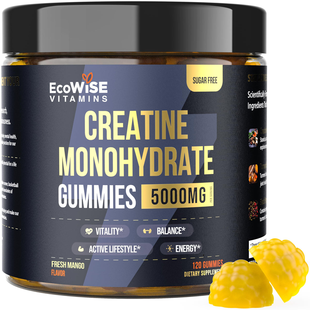 ECOWISE VITAMINS envase frontal mostrando cantidad y sabor mango