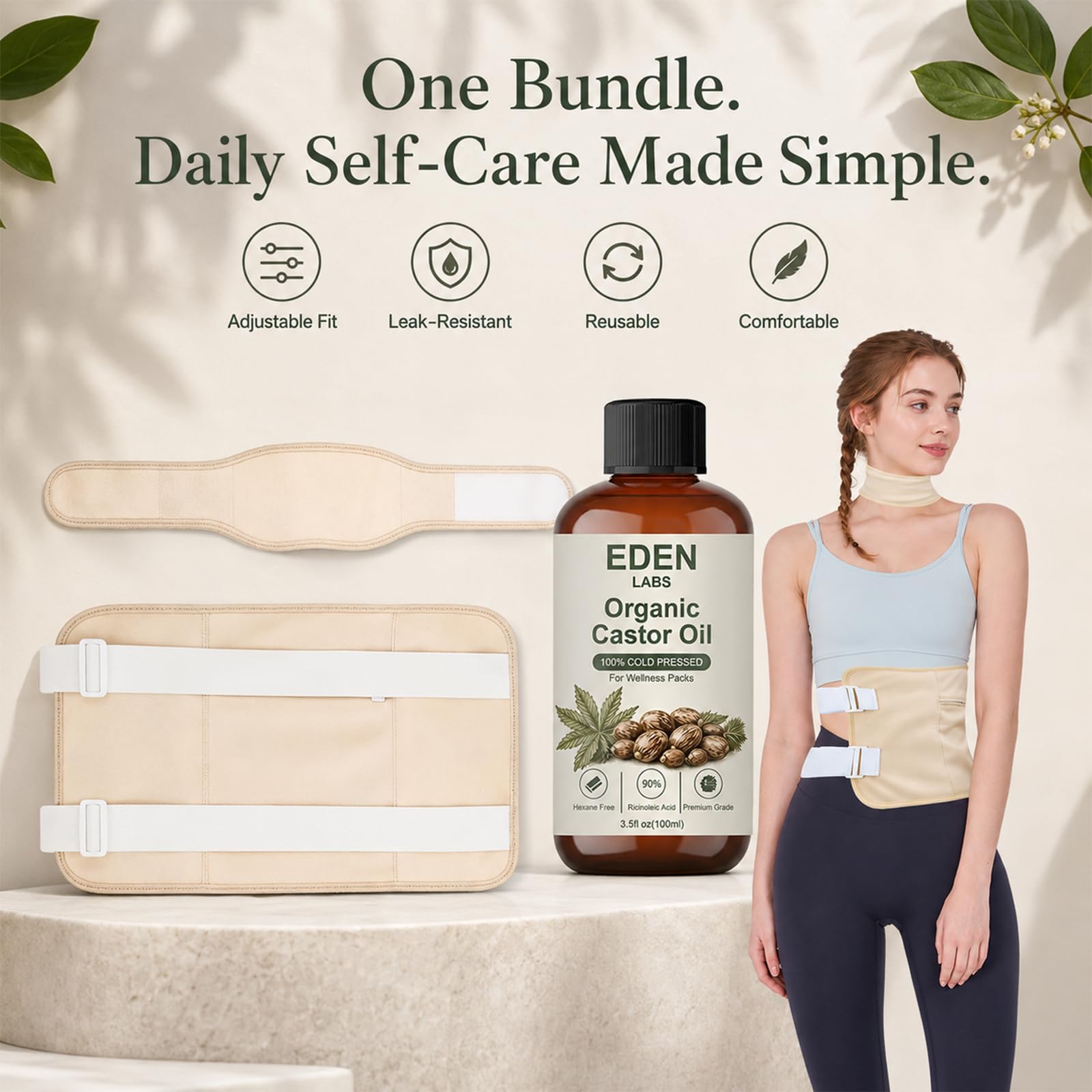 Eden Labs Castor Oil botella de aceite orgánico con etiqueta legible y calidad