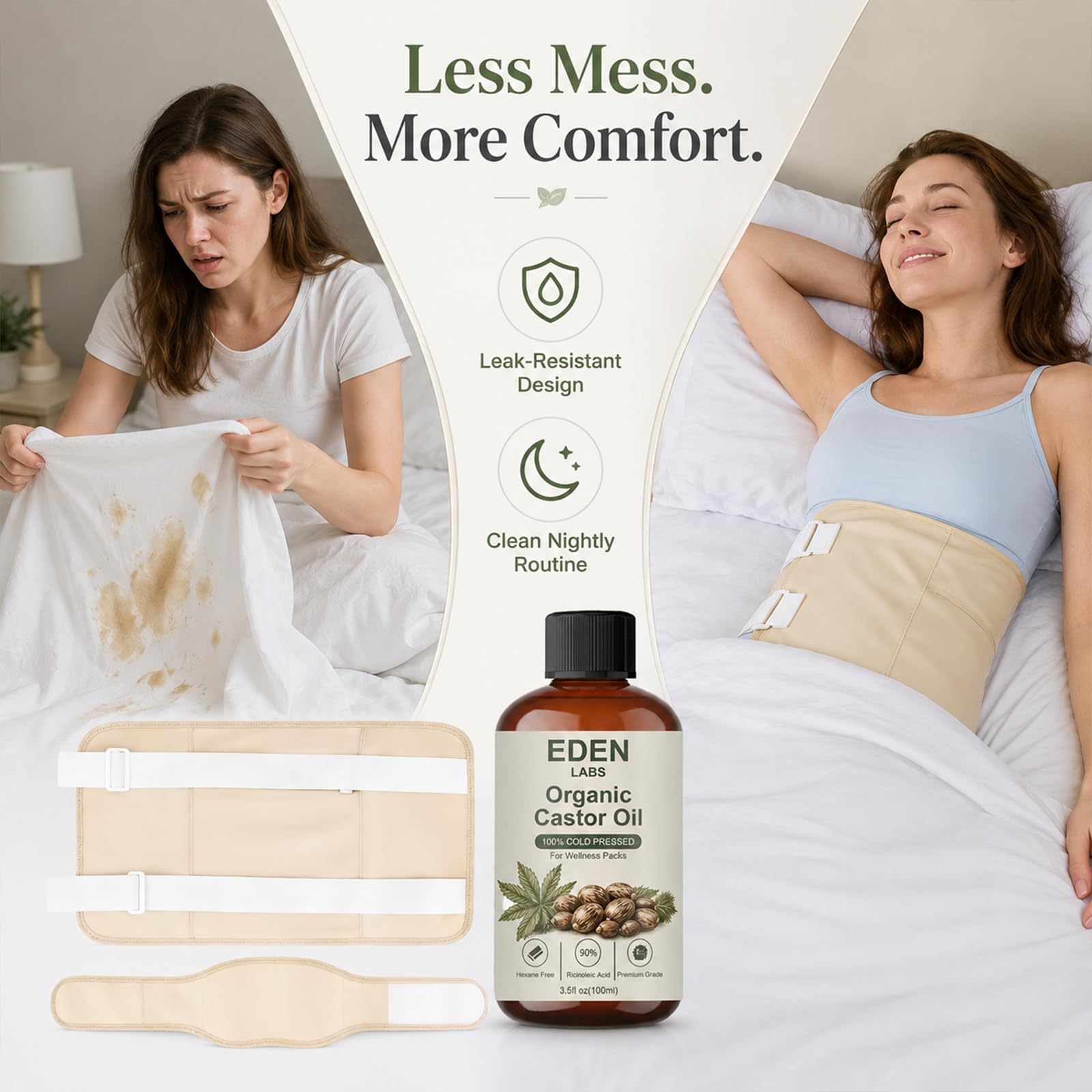Eden Labs Castor Oil ajuste de la correa en cuello para soporte personalizado