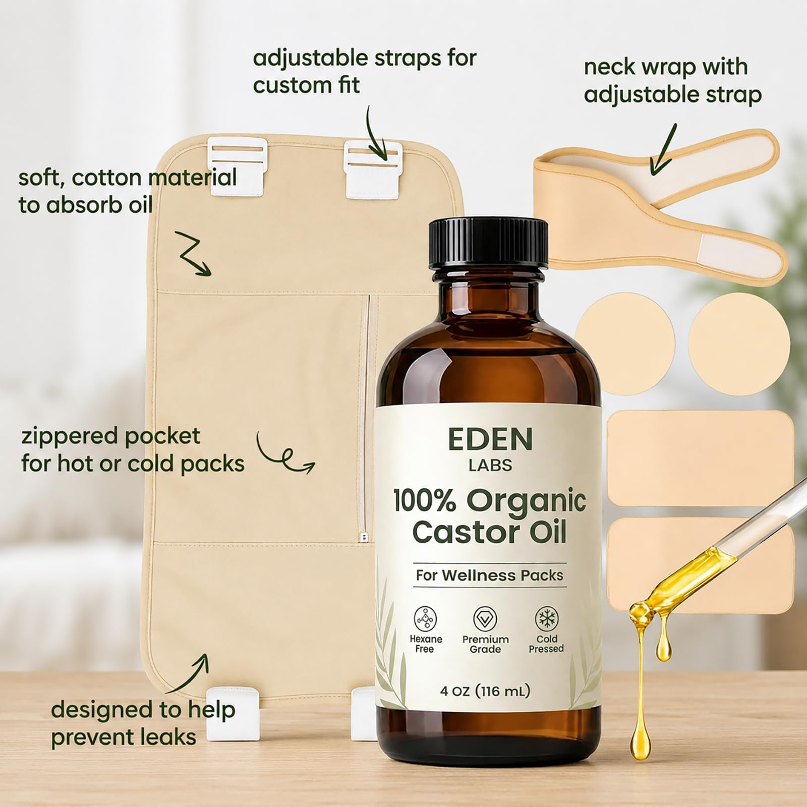 EDEN LABS tamaño del kit comparado con manos para referencia práctica