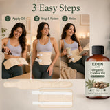 Eden Labs Castor Oil aplicación en abdomen para comodidad nocturna
