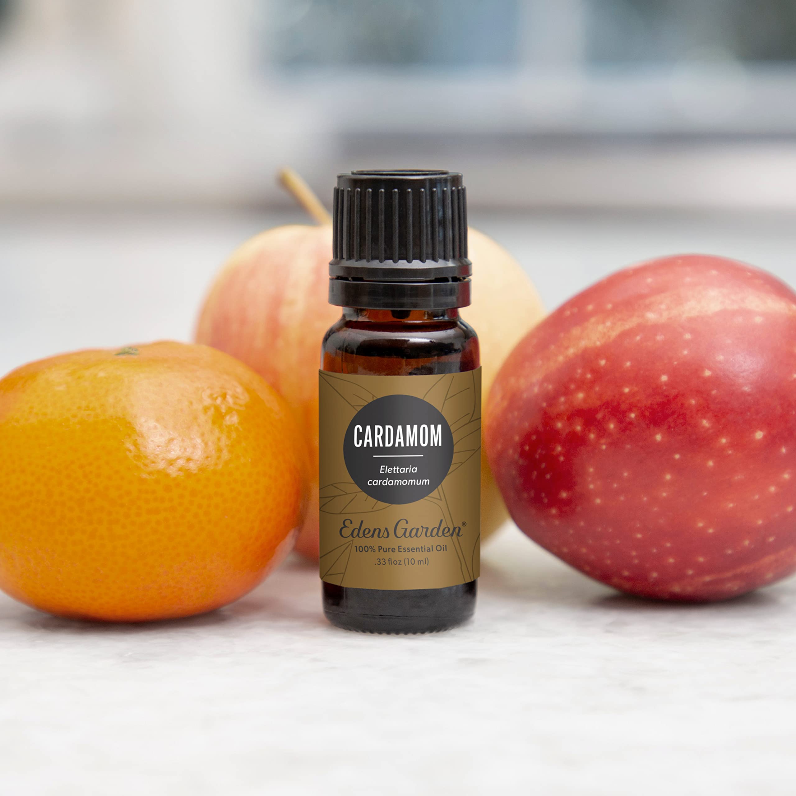 Etiqueta de Edens Garden cardamomo con detalle de calidad y origen