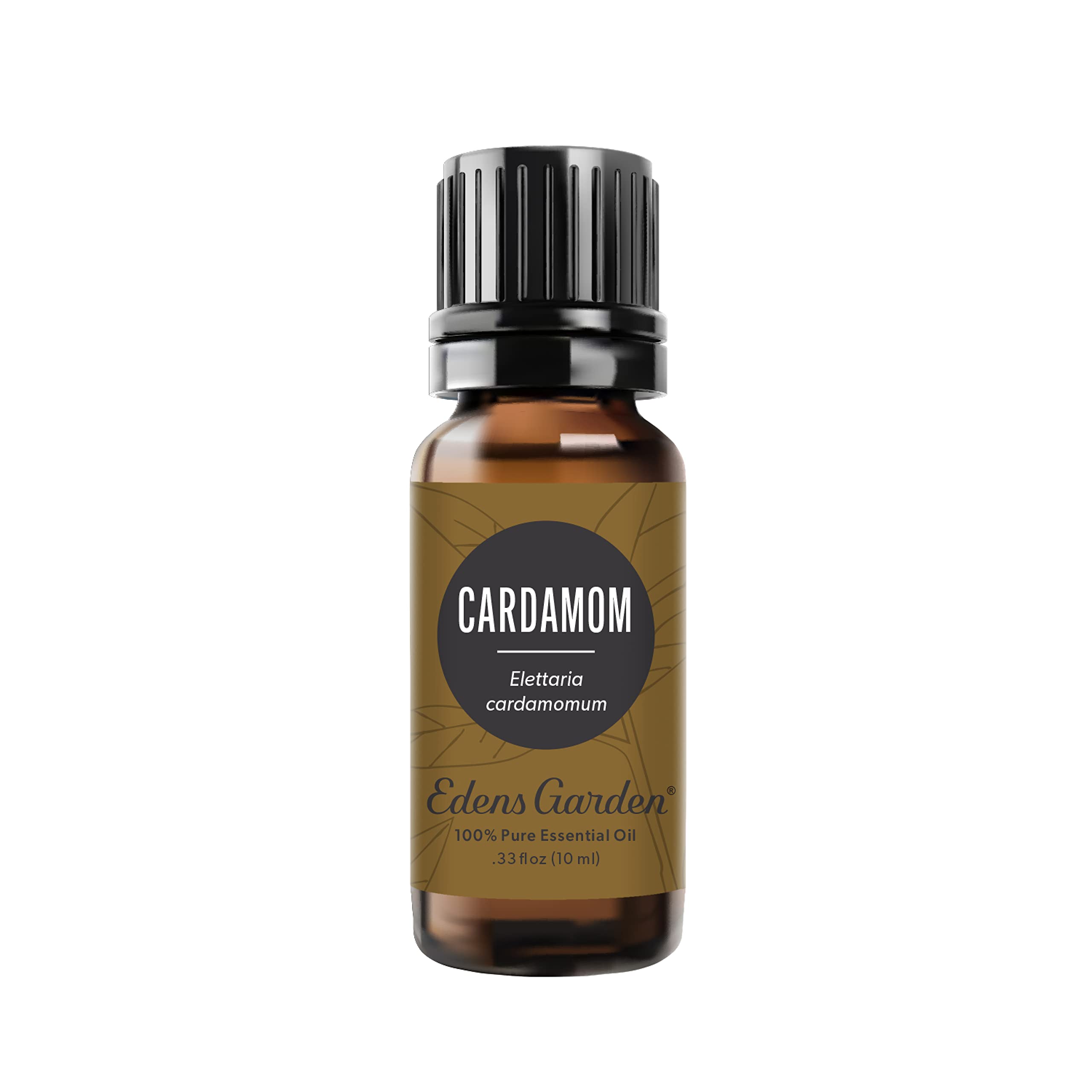 Edens Garden botella frontal de cardamomo mostrando presentación de 10 ml y pureza