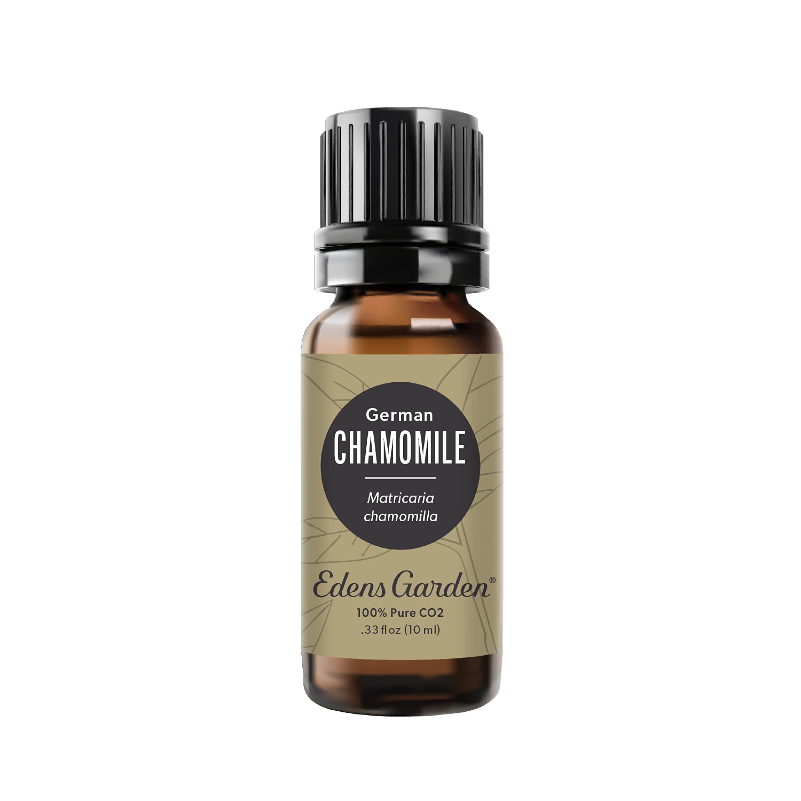 Edens Garden chamomile frente muestra botella y tapa, aromaterapia segura