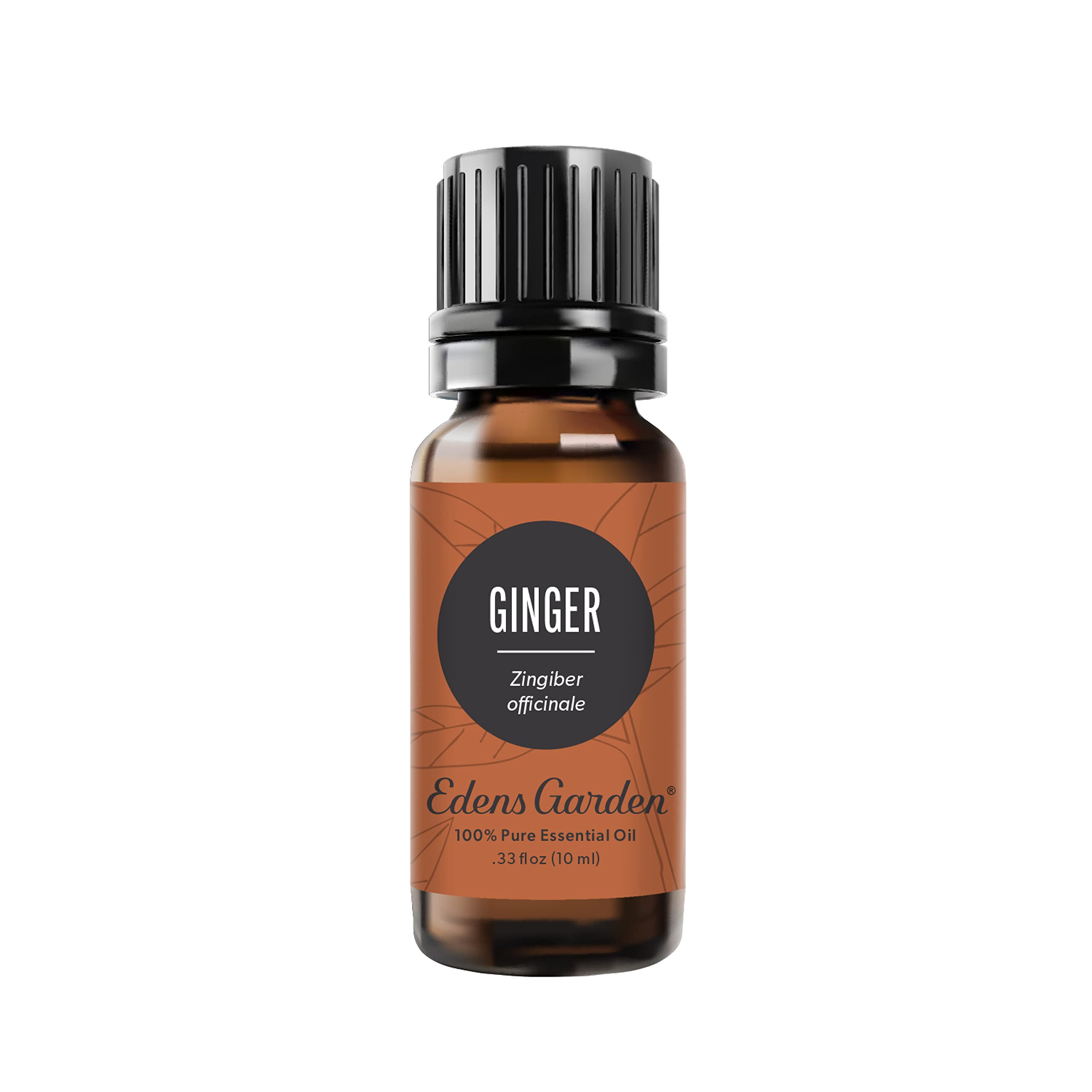 Edens Garden frasco frontal con aceite de jengibre, presenta pureza y diseño útil