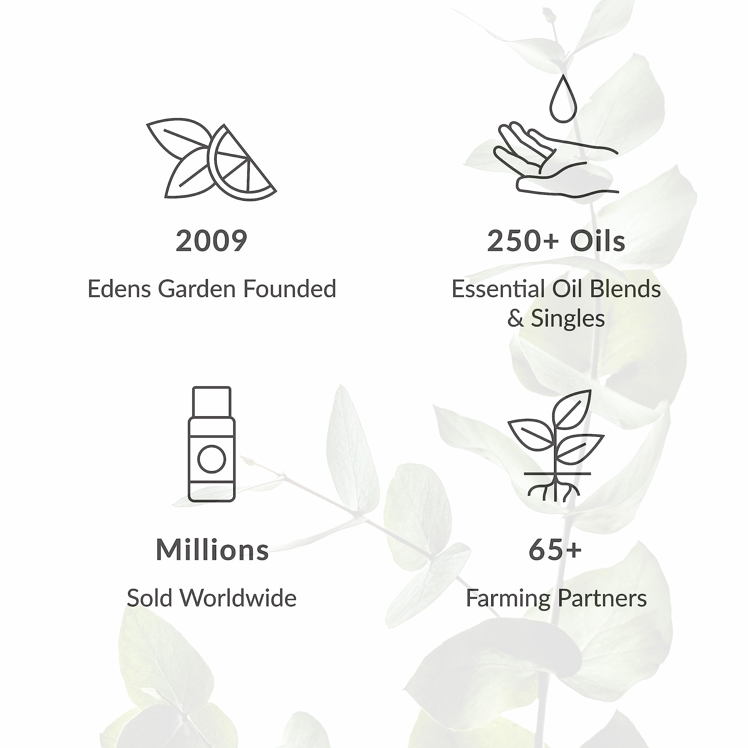 Etiqueta del producto Edens Garden con detalles de pureza y referencia GC‑MS