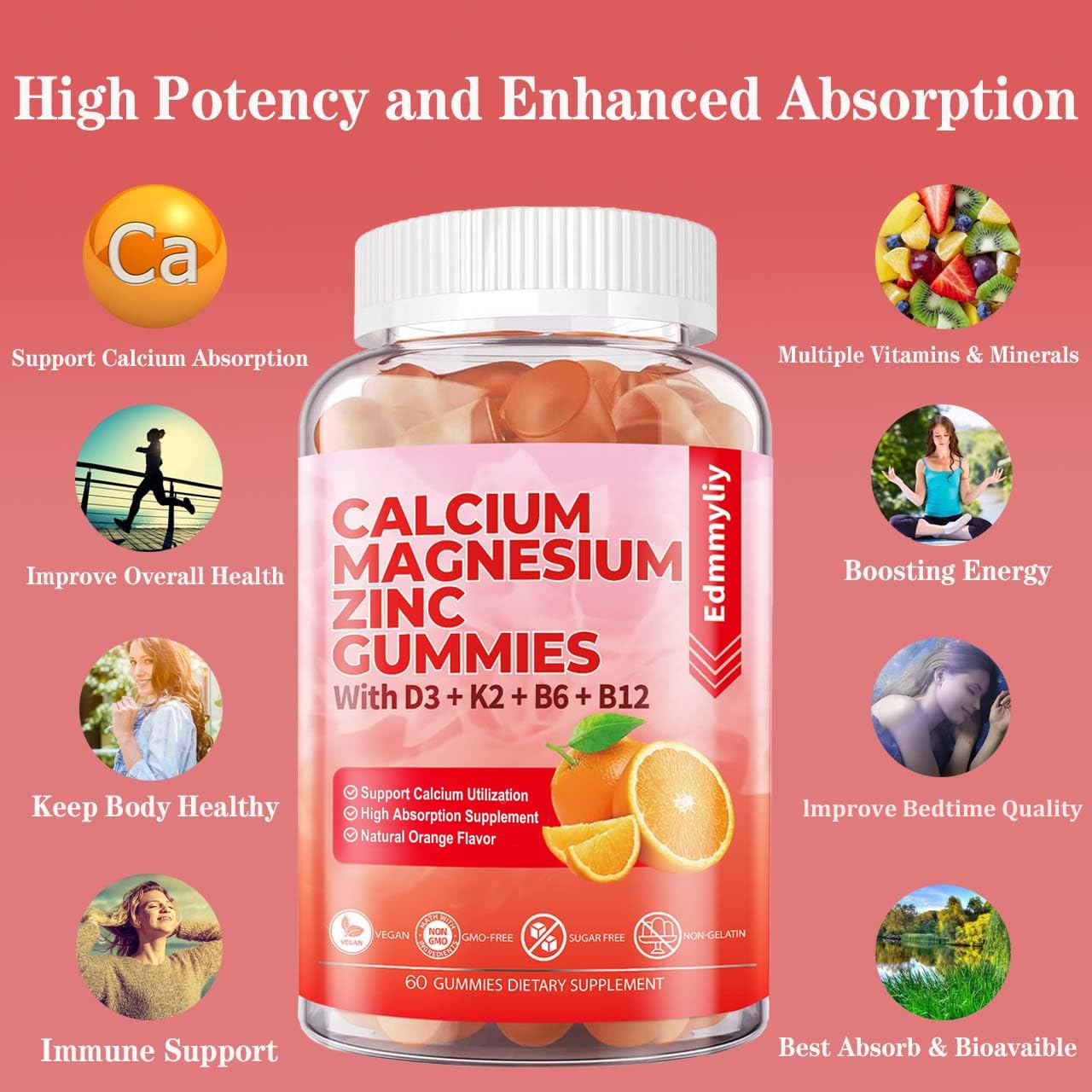 Edmmyliy representación de ingredientes clave como calcio y magnesio, claridad de fórmula