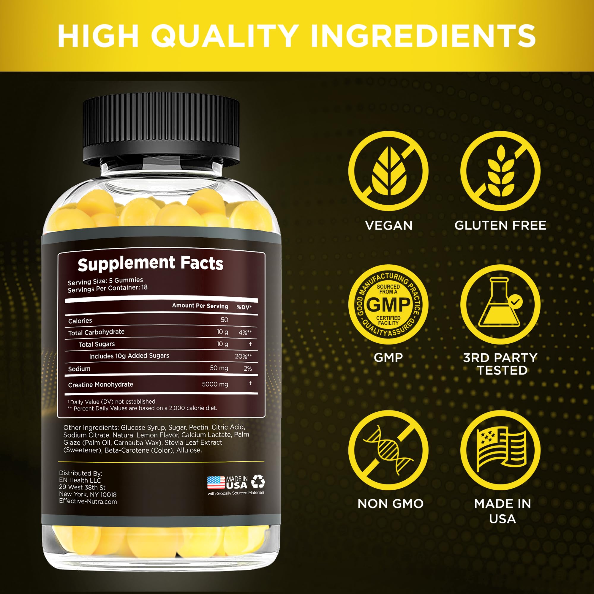 Effective Nutra etiqueta con ingredientes visibles y confianza en calidad