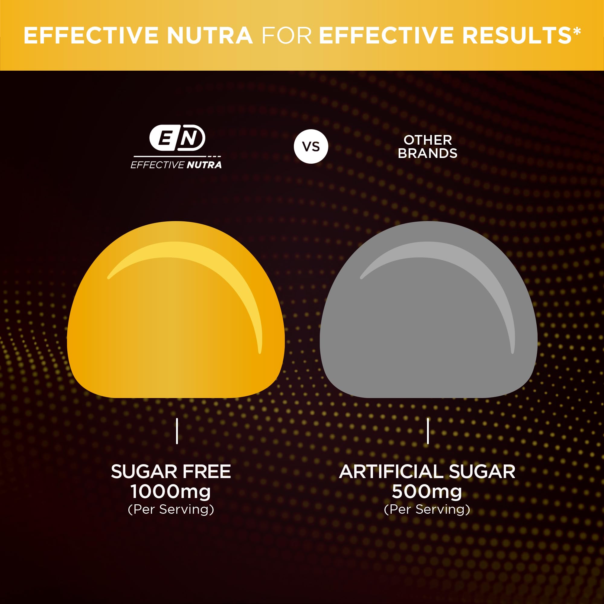 Effective Nutra uso matutino con gominola junto a vaso de agua para rutina