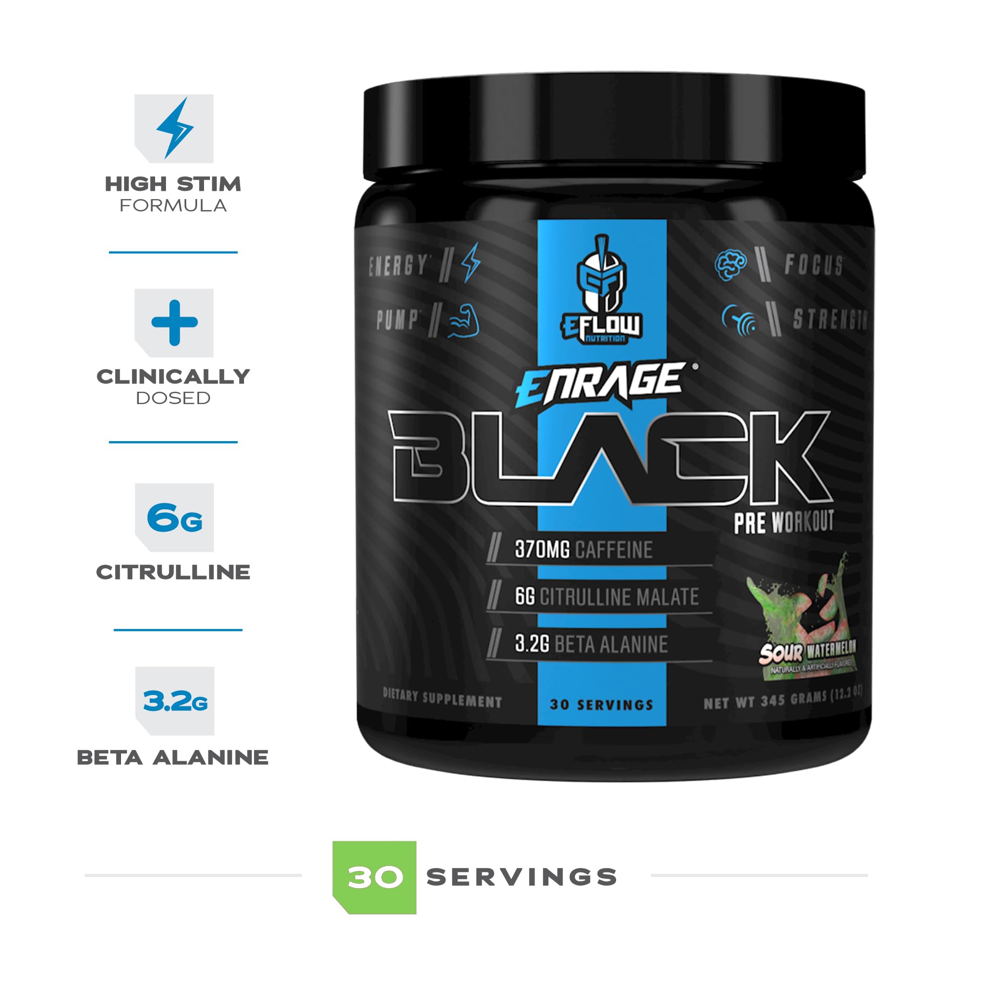 eFlow Nutrition vaso con mezcla Enrage Black listo para consumo pre-entreno