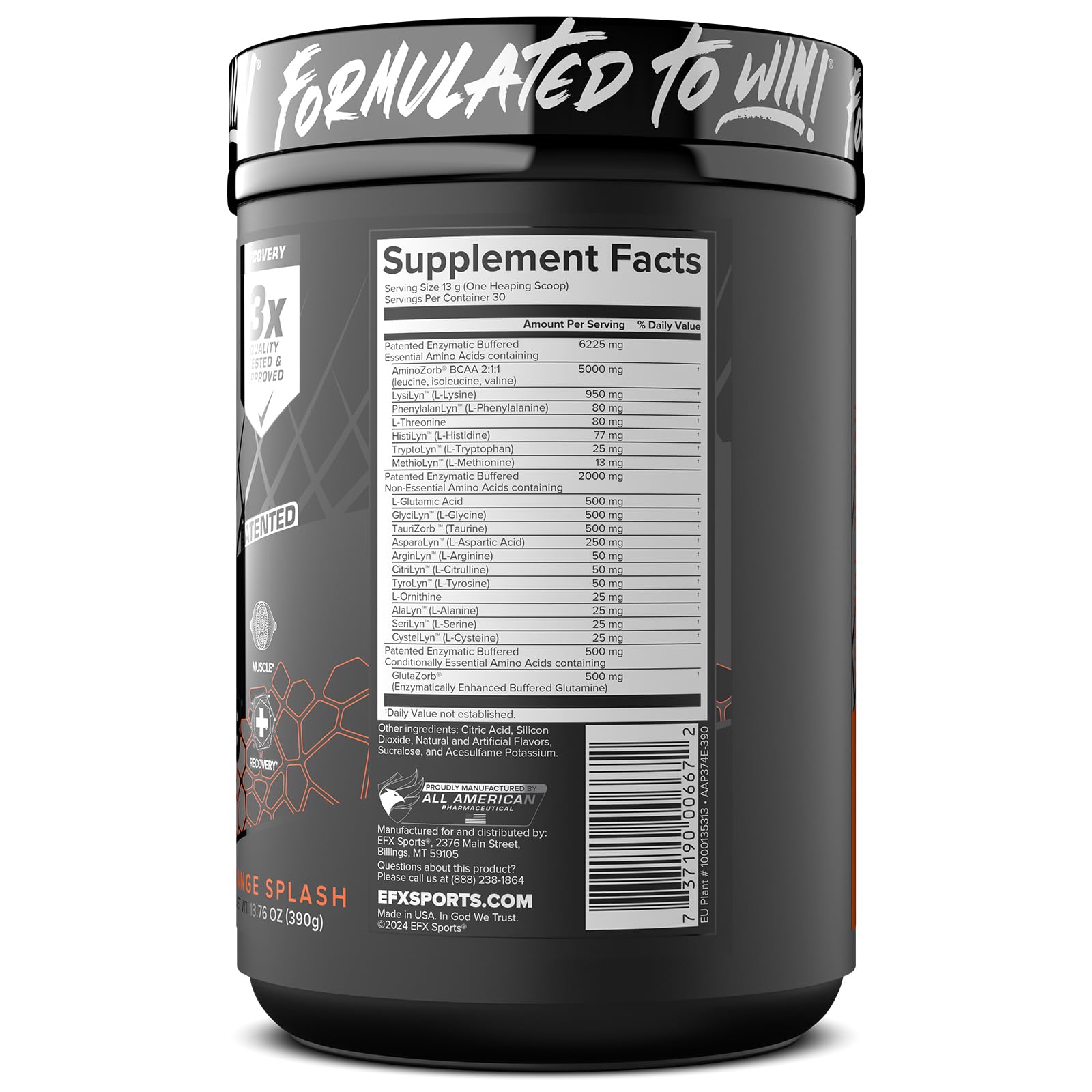 EFX Sports envase junto a naranjas ilustrando sabor Orange Splash natural