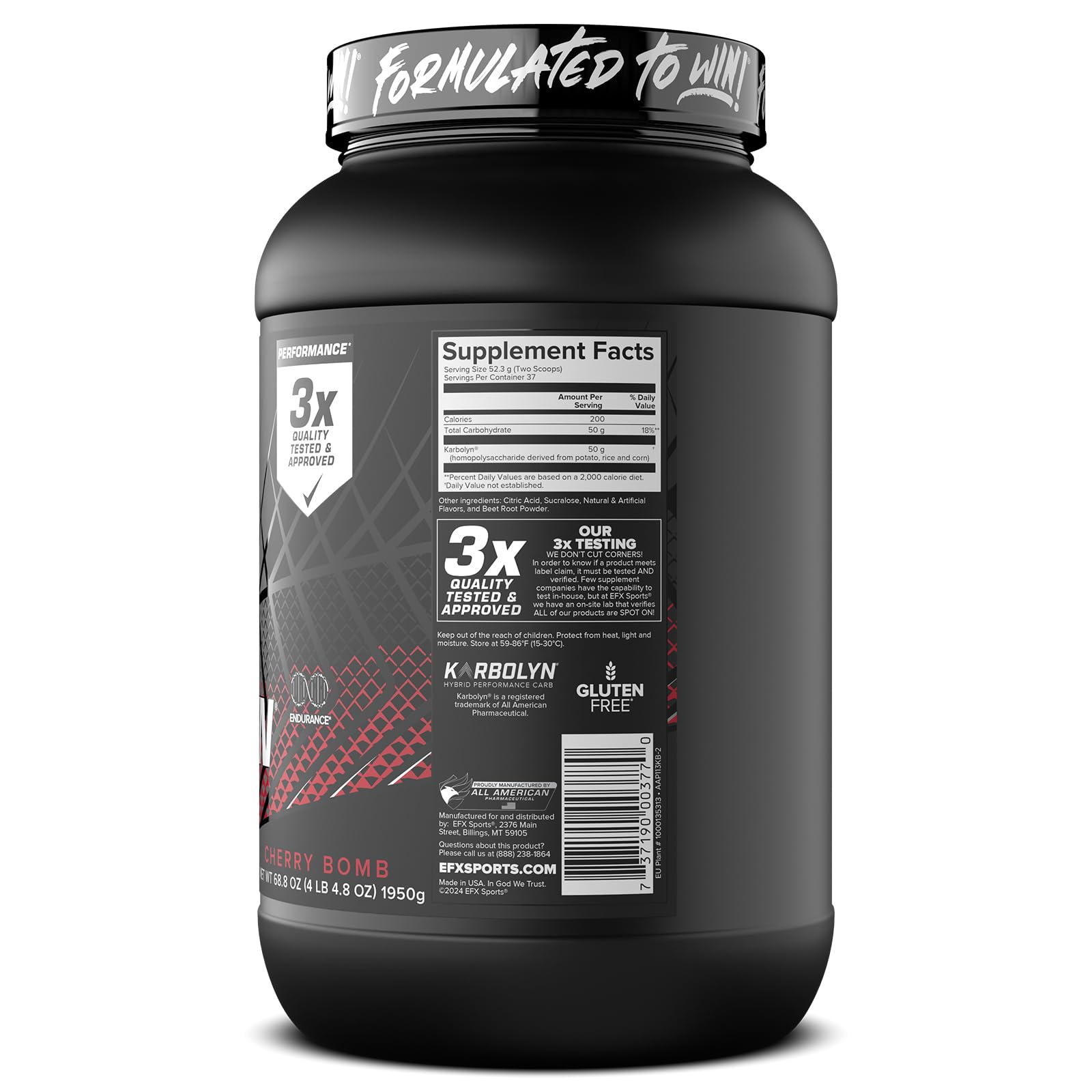 EFX Sports bolsa abierta con polvo y bebida, muestra mezcla homogénea y claridad