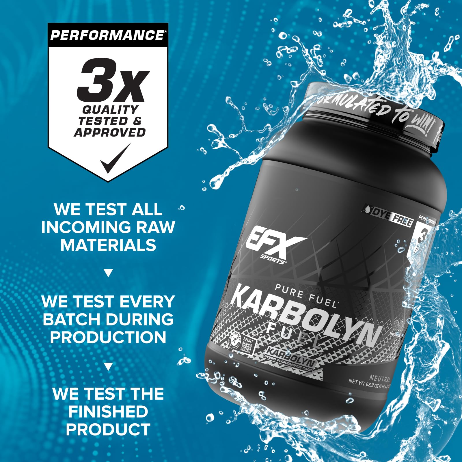 Etiqueta del producto EFX Karbolyn con certificación y datos claros