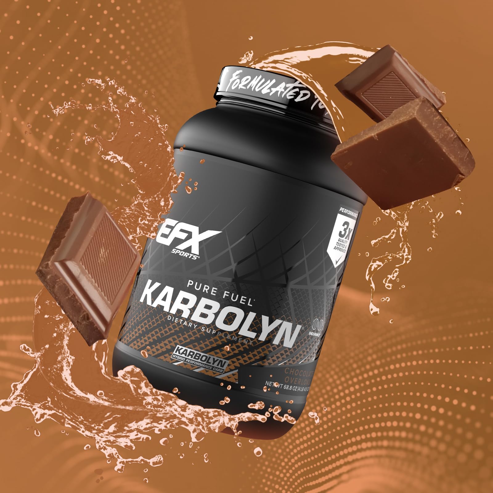 EFX Sports comparación visual de Karbolyn frente a dextrosa y arroz, absorción y ventaja energética