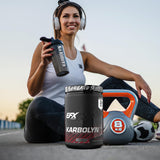 EFX Sports botella junto a mano para comparar tamaño real y practicidad