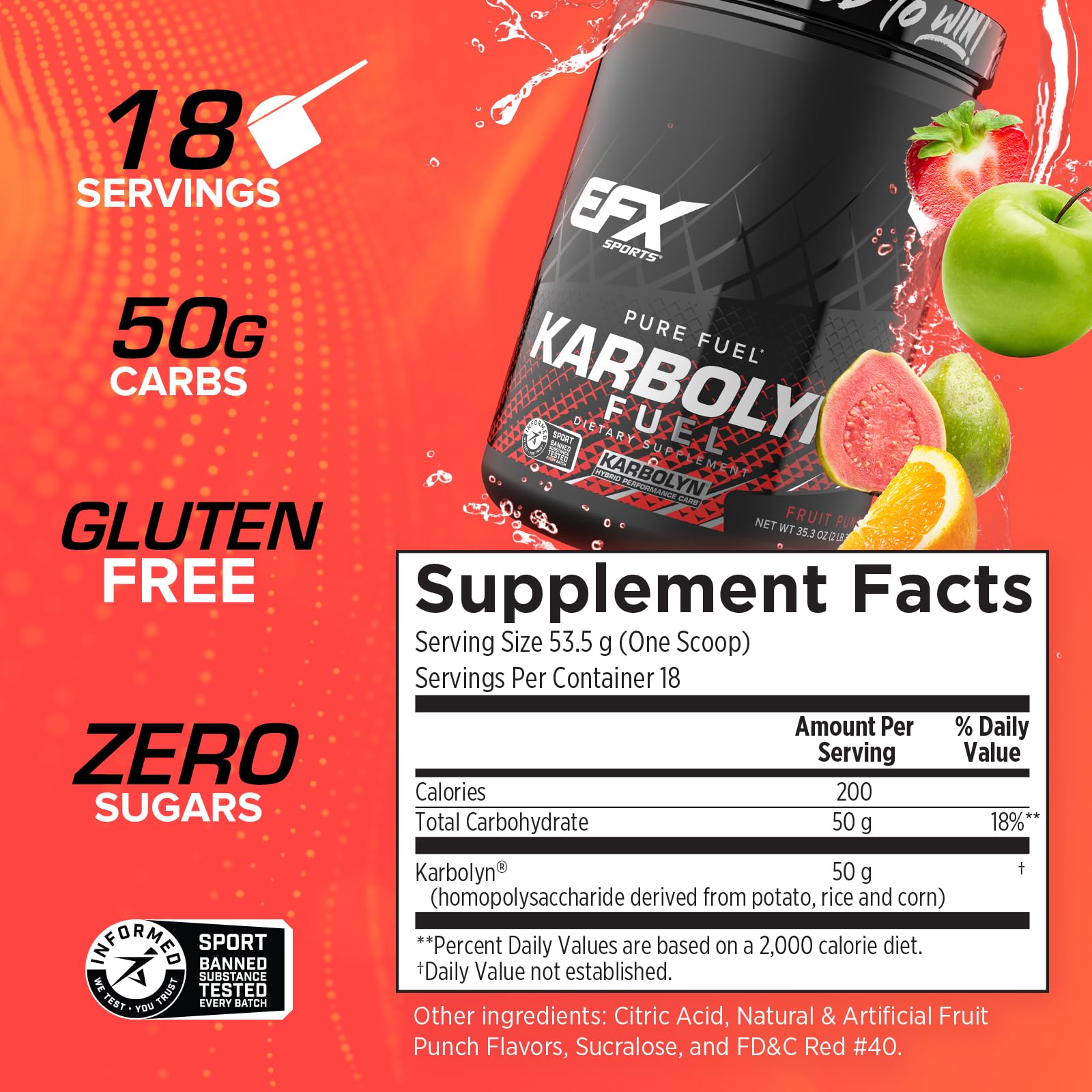 EFX Sports cucharada de Karbolyn lista para mezclar, fácil dosificación