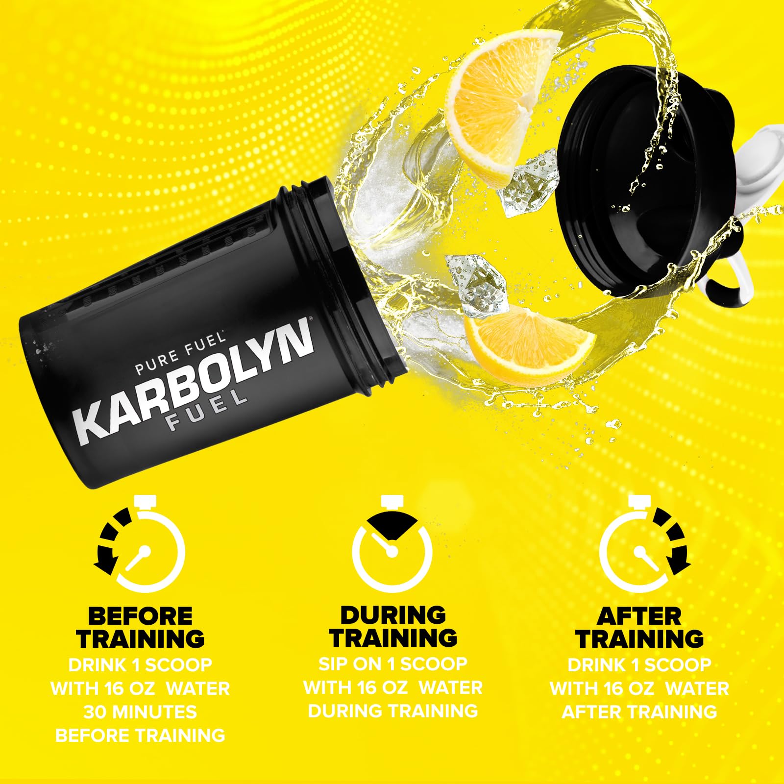 EFX Sports Karbolyn junto a botella en gimnasio para uso pre o intra entrenamiento
